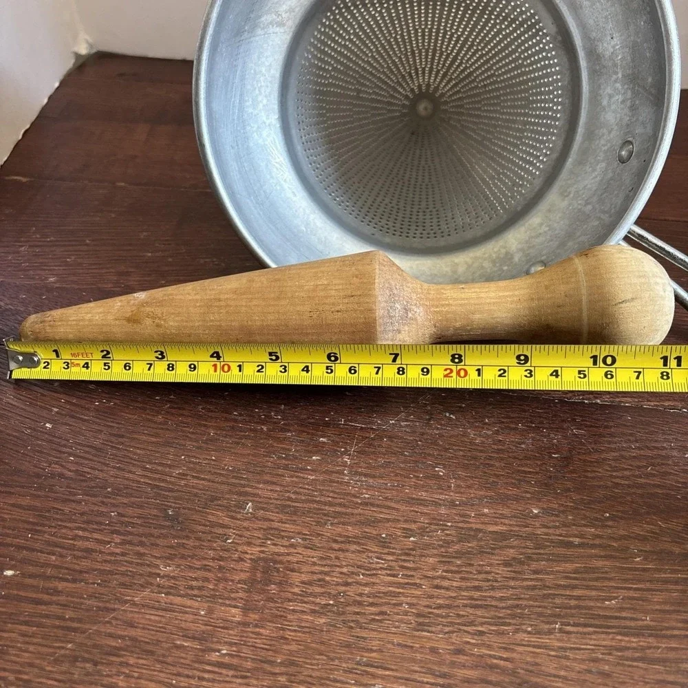 vintage canning screen funnel With Wooden‎ Masher